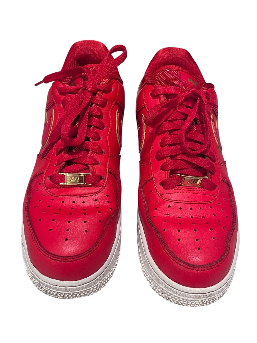 Nike Air Force 1 Red & Gold Sneakers — Women’s Size 9